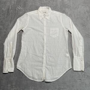 Nili Lotan Shirt Small White Eyelet Classic Capsule Button Up Quiet Luxury